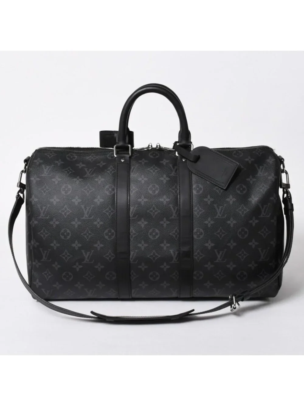 Louis Vuitton Keepall Bandouliere 45 Monogram Eclipse Canvas Black Leather
